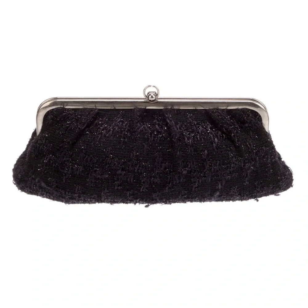 Marni metallic tweed black evening clutch